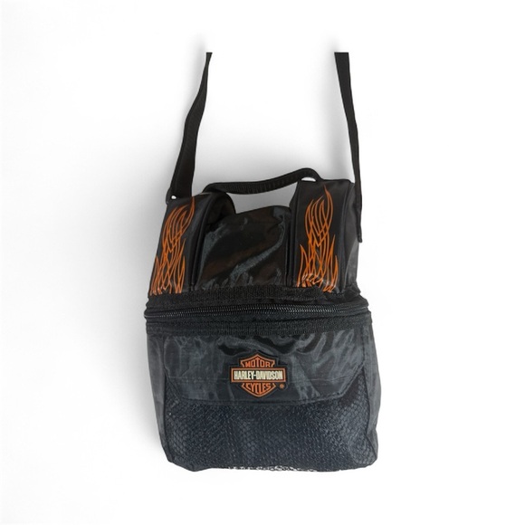 Harley Davidson Drink Cooler Bag Insulated Travel Ride Picnic Tote Lunch Flames - Picture 2 of 14